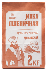 Мука пшеничная цельнозерновая мелкий помол КУПЕЧЕСКАЯ "Житница здоровья", 2 кг