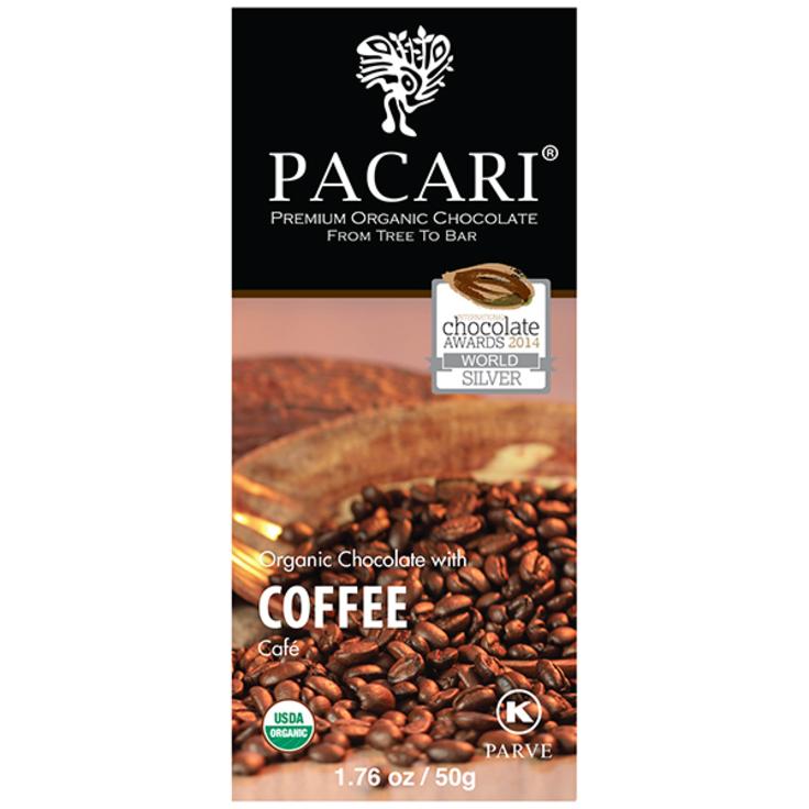 Живой сыроедный темный шоколад Pacari с кофе 60% какао, 50 г