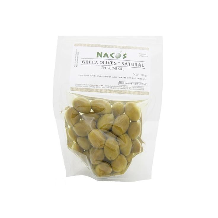 Оливки зеленые цельные в оливковом масле с косточкой NACOS 200 г