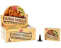 Благовония HEM безосновные Sandal Vanilla - Сандал и ваниль, 10 конусов