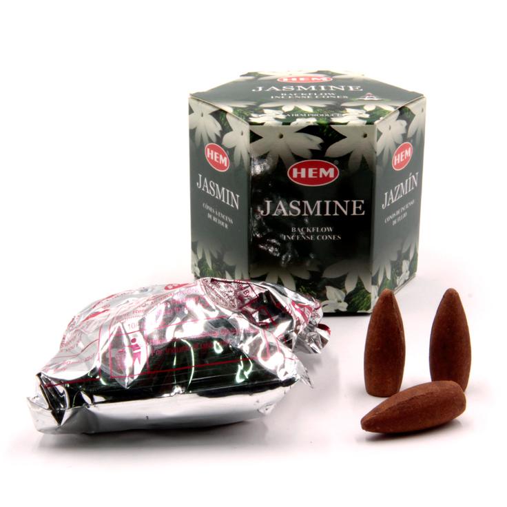 Благовония HEM безосновные Back Flow (стелющийся дым) - Жасмин 40 конусов