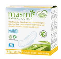 Ультратонкие дневные прокладки с крылышками из органического хлопка Masmi Natural Cotton 10 штук
