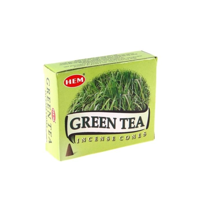 Благовония HEM безосновные Green Tea - Зеленый чай, 10 конусов