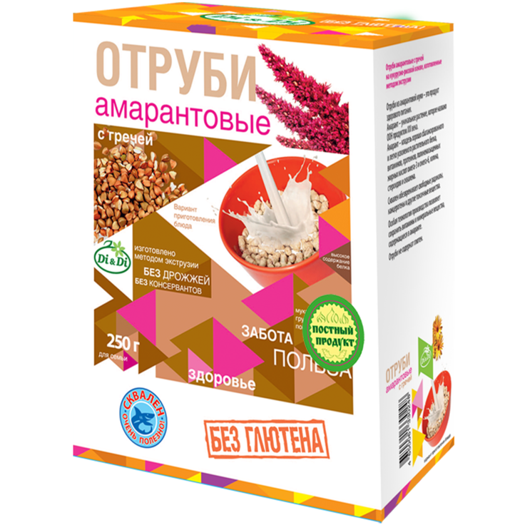 Отруби амарантовые безглютеновые с гречкой Di & Di, 250 г