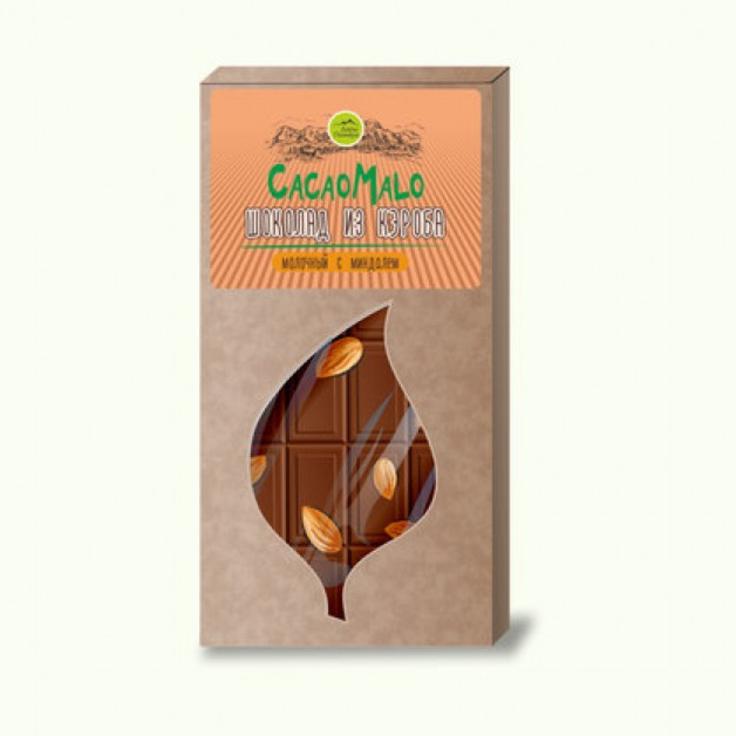 Шоколад молочный из необжаренного кэроба с миндалем CacaoMalo 85 г
