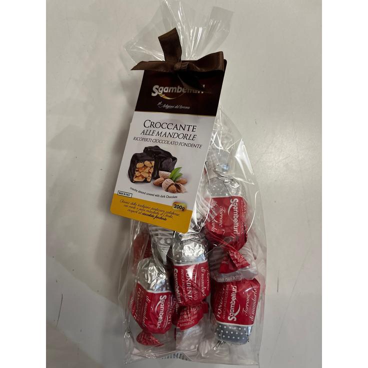 Конфеты хрустящие с миндалем покрытые темным шоколадом CROCCANTE ALLE MANDORLE Sgambelluri 200 г