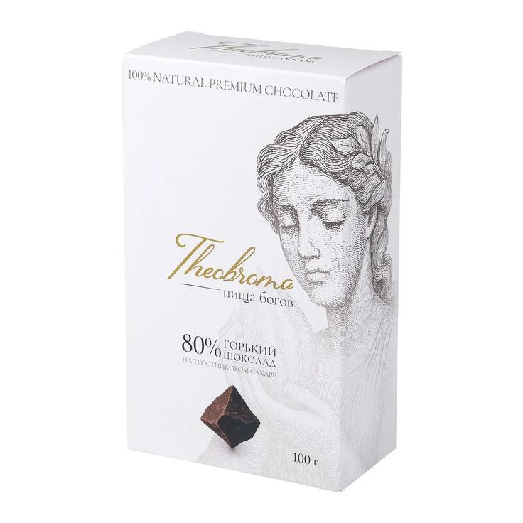 Горький шоколад 80% с ванилью и тростниковым сахаром THEOBROMA Пища Богов, 100 г