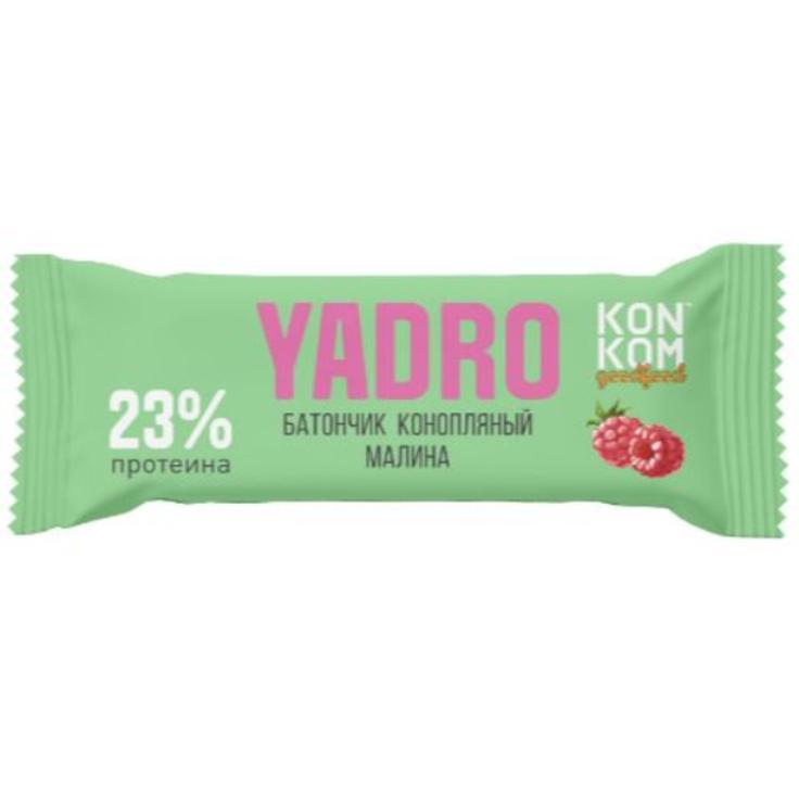 Батончик протеиновый 23% конопляный безглютеновый YADRO Energy малина KONOPLEKTIKA 47 г