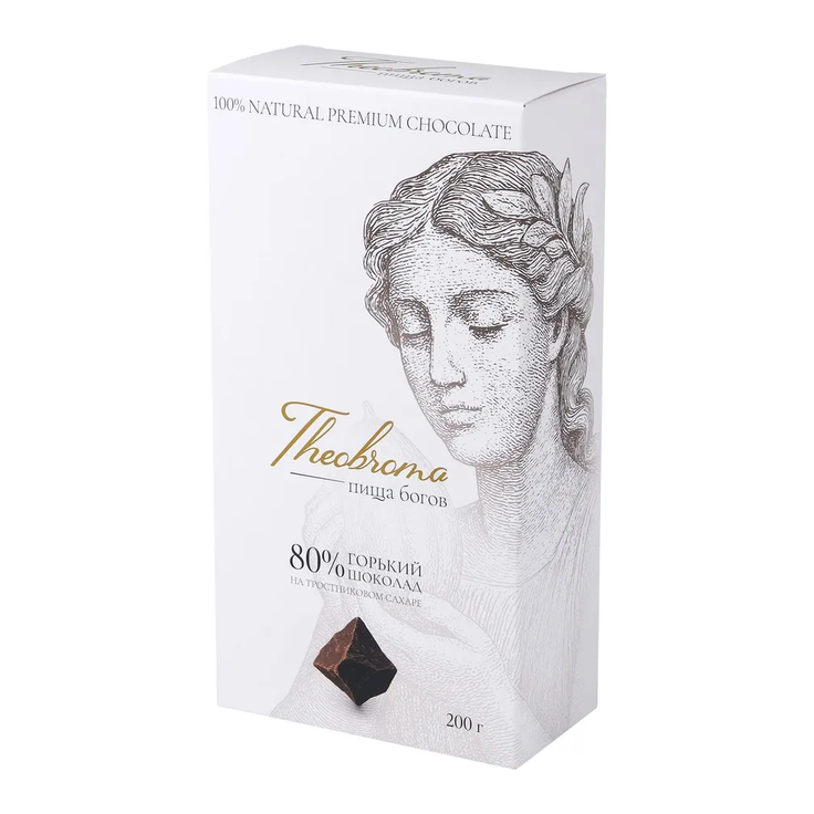 Горький шоколад 80% с ванилью и тростниковым сахаром THEOBROMA Пища Богов, 200 г
