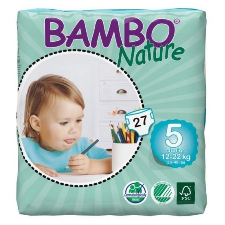 Подгузники детские органические 5 Junior 12-22 кг BAMBO Nature, 27 штук