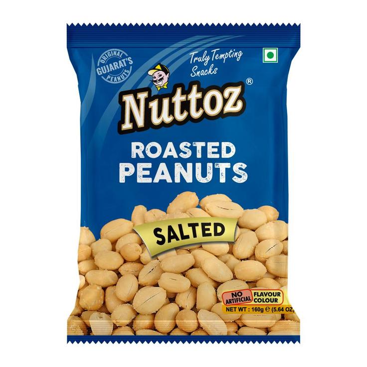 Арахис с черной солью обжареный в специях - Peanuts Salted NUTTOZ, 160 г