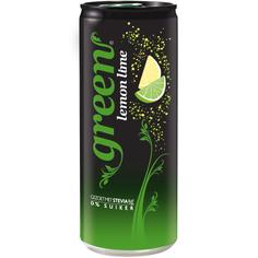 Натуральный газированный напиток без сахара LEMON LIME - сок лимона и лайма GREEN COLA 330 мл