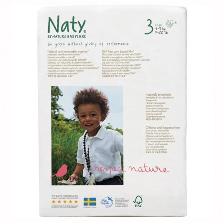 Подгузники детские органические 3 4-9 кг Naty, 31 штука