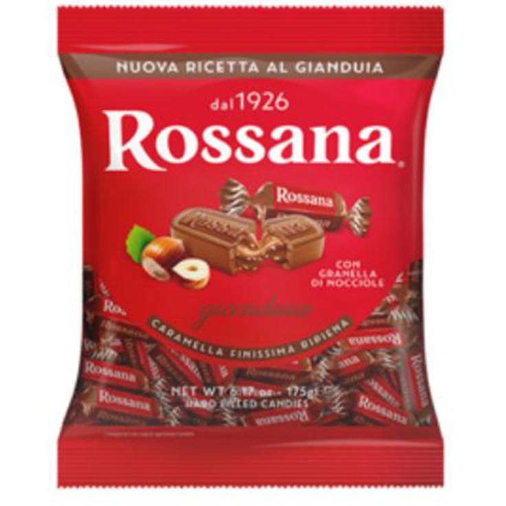Конфеты карамель с кремом джандуя и гранулами лесных орехов Rossana 175 г