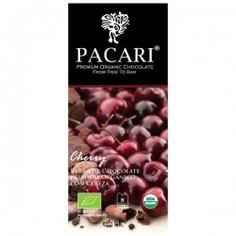Живой сыроедный темный шоколад Pacari с вишней 60% какао, 50 г