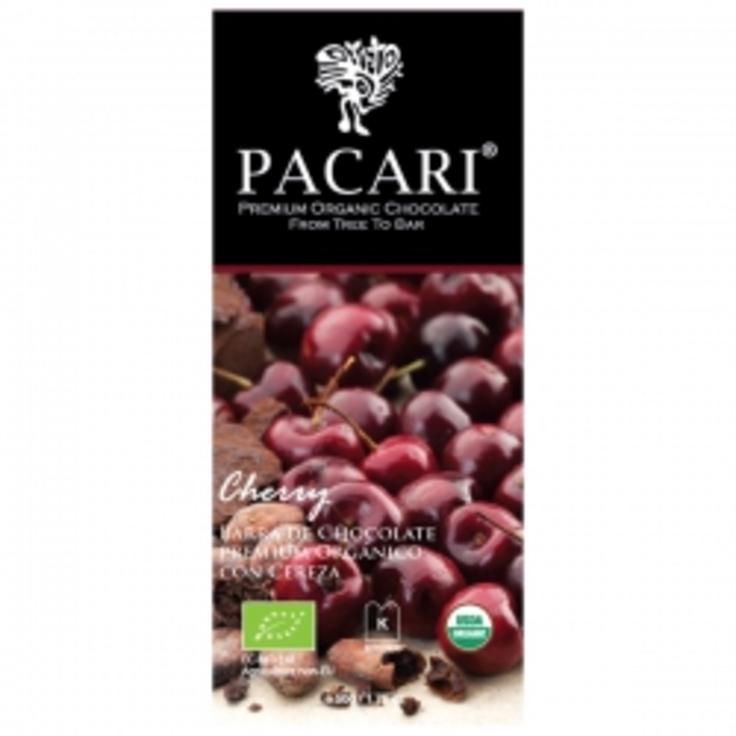 Живой сыроедный темный шоколад Pacari с вишней 60% какао, 50 г