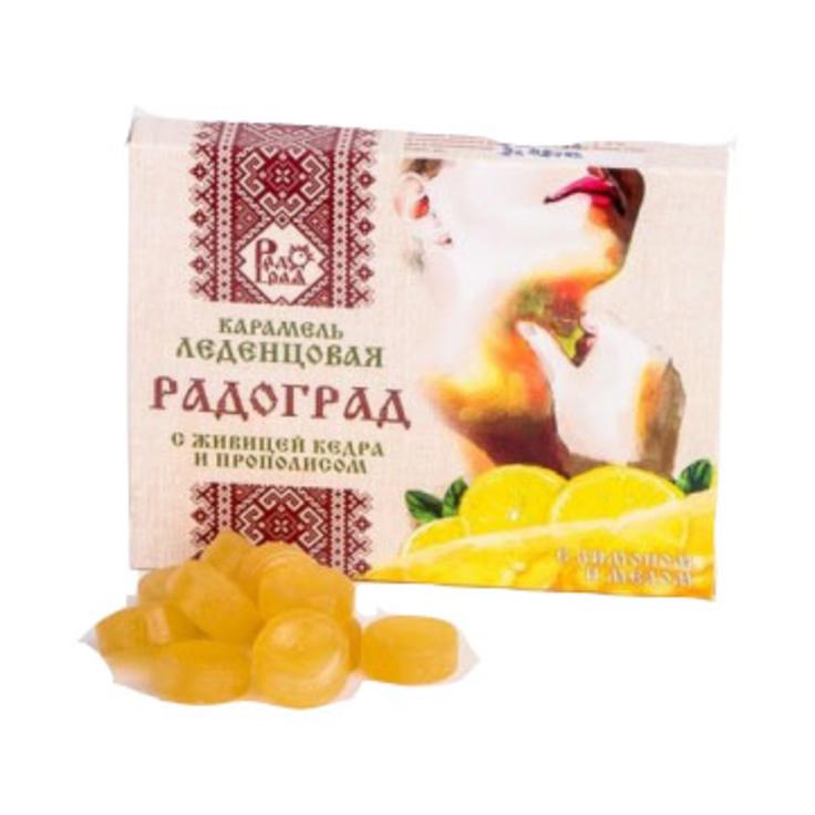 Карамель леденцовая с живицей кедра и прополисом "Радоград" с лимоном и медом, 48 г