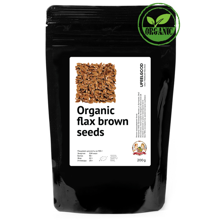 Лен коричневый семена органические RAW UFEELGOOD 150 г
