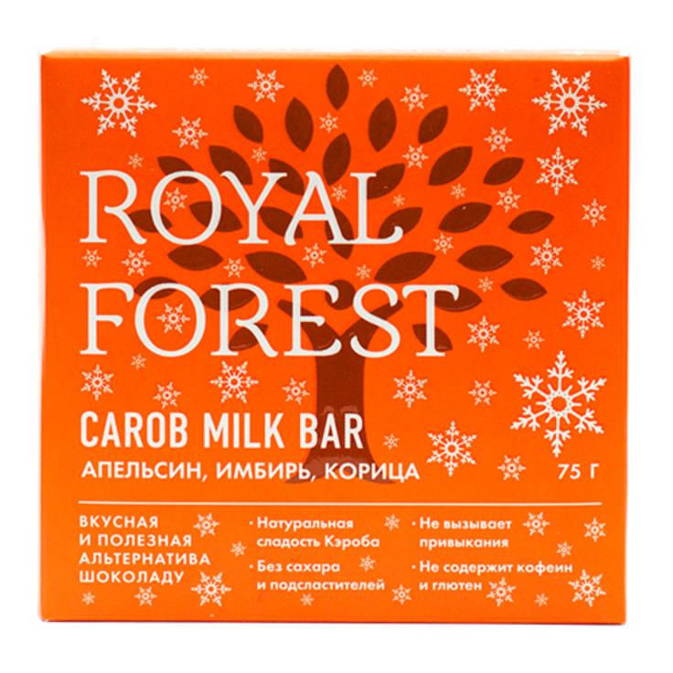 Шоколад ROYAL FOREST CAROB MILK BAR с апельсином, корицей и имбирем 75 г