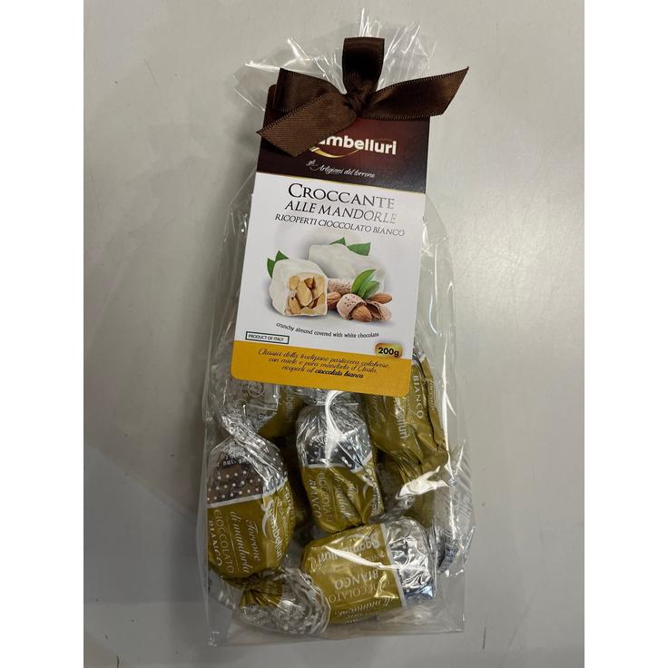 Конфеты хрустящие с миндалем покрытые белым шоколадом CROCCANTE ALLE MANDORLE Sgambelluri 200 г