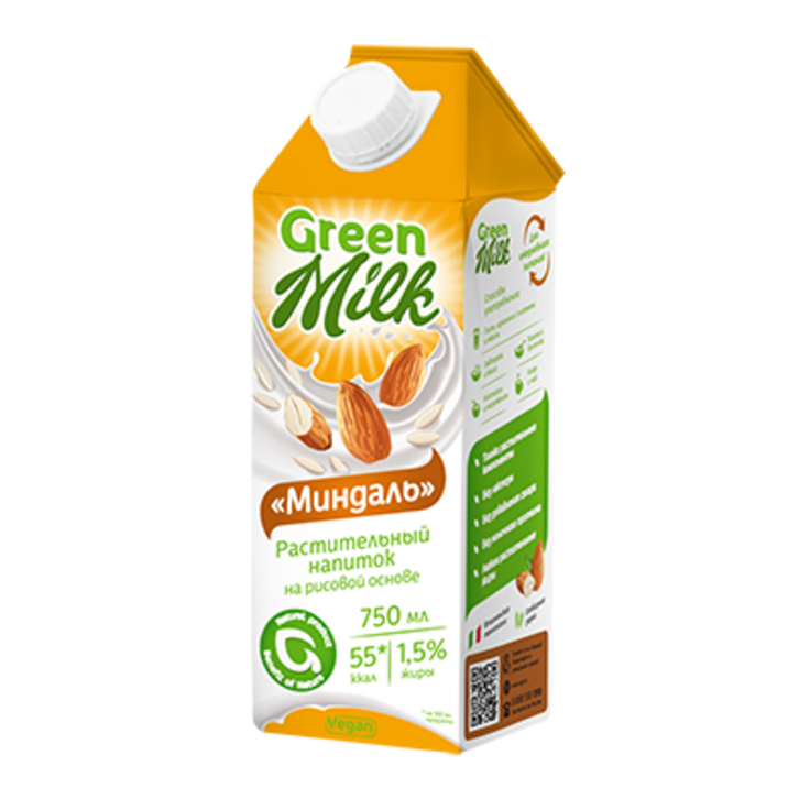 Рисовое молоко "Миндаль" Green Milk СОЮЗПИЩЕПРОМ 750 мл
