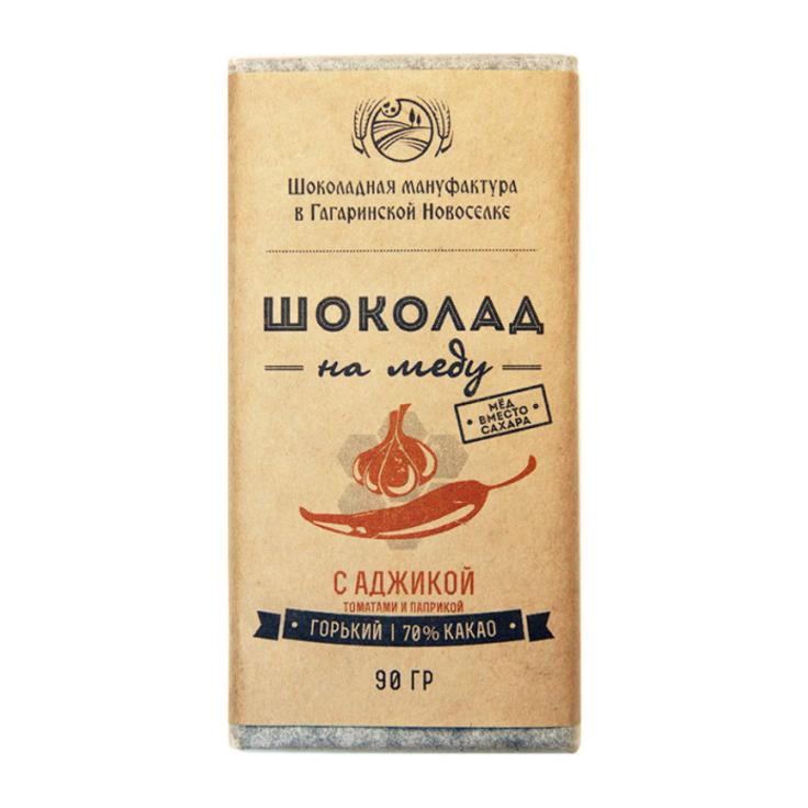 Горький шоколад 70% на меду с аджикой, томатами и паприкой "Гагаринские мануфактуры", 120 г