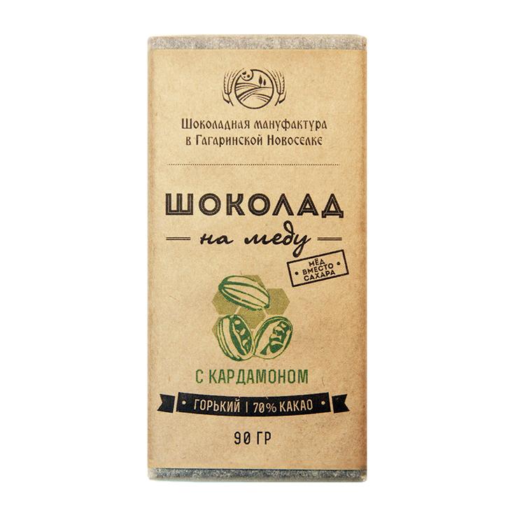 Горький шоколад 70% на меду с кардамоном "Гагаринские мануфактуры", 120 г