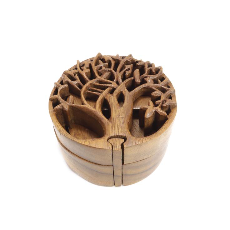 Шкатулка с секретом из тика ДЕРЕВО ЖИЗНИ Gk14-3 5.5см х 9.5см
