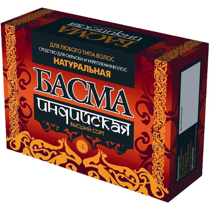 Басма индийская натуральная, картонный пакет ФИТОКОСМЕТИК 125 г