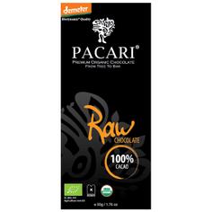Живой сыроедный темный шоколад Pacari 100% какао-бобов, 50 г