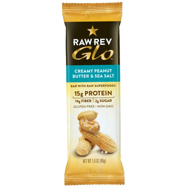 Батончик RAW REV Glo арахисовая  паста кранчи с морской солью органический (11 г протеина), 46 г