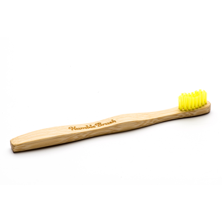 Humble Brush эко зубная щетка для детей из бамбука, ультрамягкая желтая