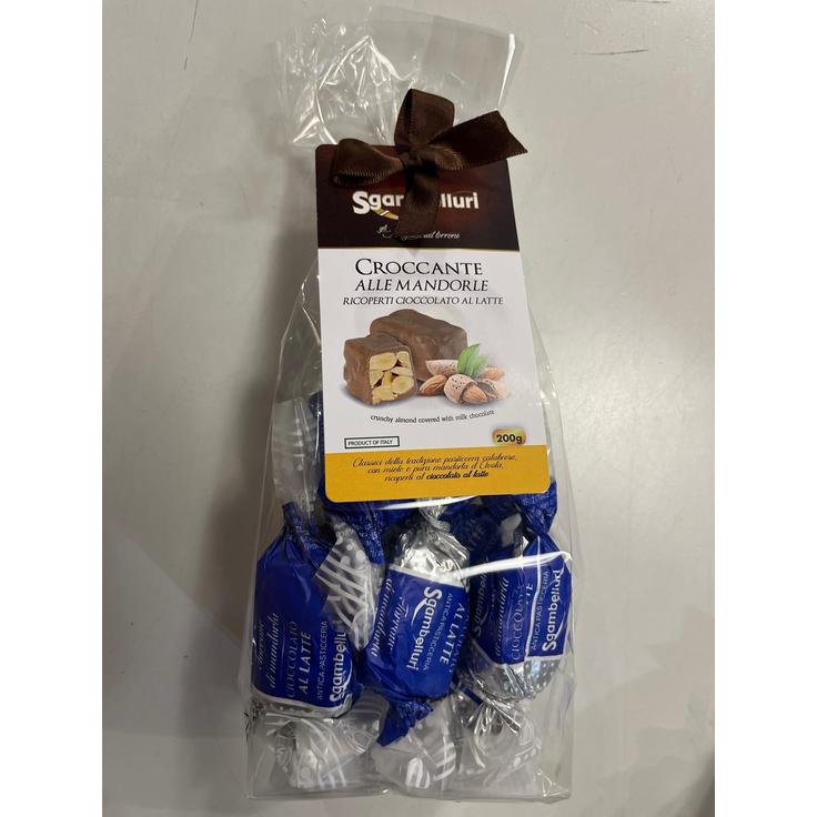Конфеты хрустящие с миндалем покрытые молочным шоколадом CROCCANTE ALLE MANDORLE Sgambelluri 200 г