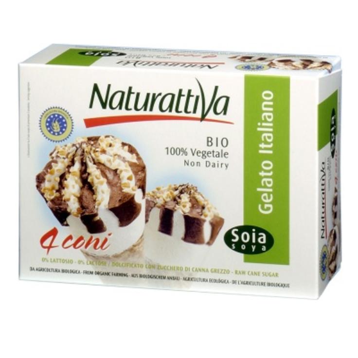 Веганское мороженое Naturattiva соевое натуральное в рожке, 75 г