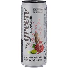Натуральный газированный напиток без сахара POMEGRANATE GINGER LIME - гранат лайм GREEN COLA 330 мл