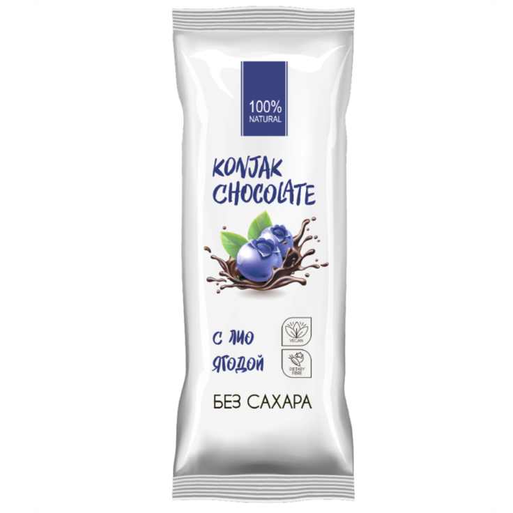Шоколад низкоуглеводный без сахара с черникой KONJAK CHOCOLATE, 30 г