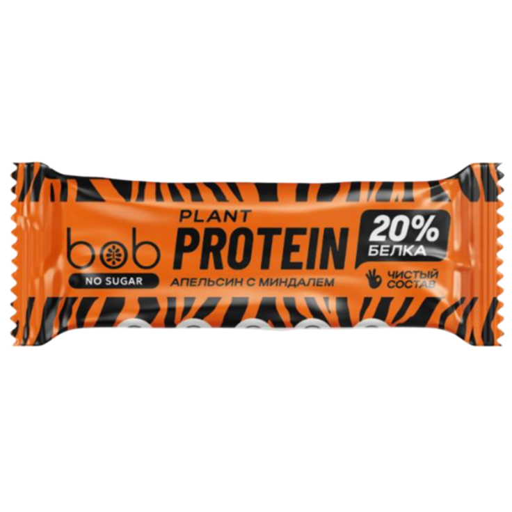 Протеиновый 20% батончик веганский "Апельсин и миндаль" bob 40 г