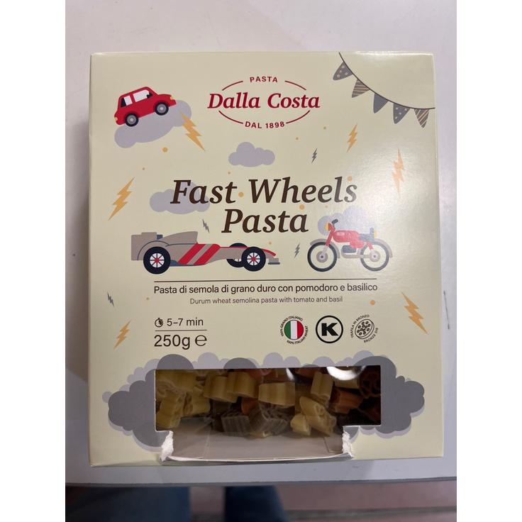 Детская паста FAST WHEELS PASTA из твердых сортов пшеницы с томатом и базиликом Dalla Costa 250 г