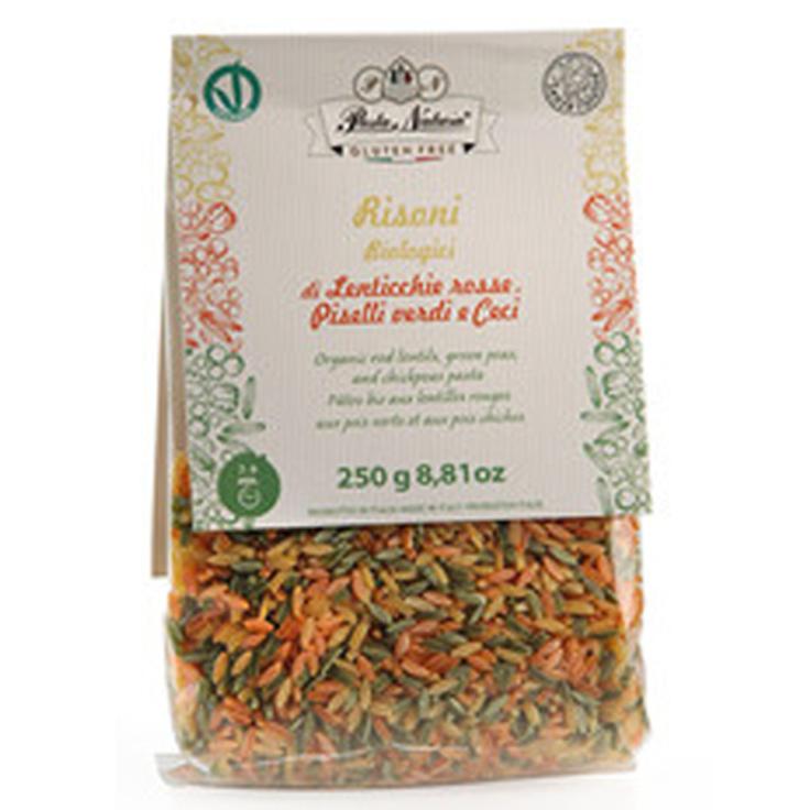 Ризони из красной чечевицы, зеленого горошка и нута безглютеновые БИО PASTA NATURA 250 г