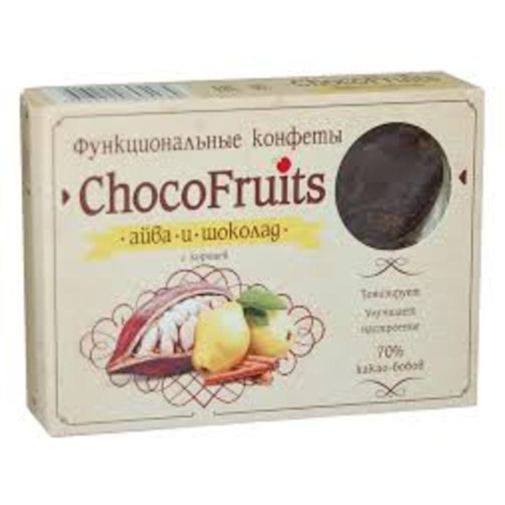 Шоколад ChocoFruits с соком айвы и корицей Живая еда", 6 шт, 90 г