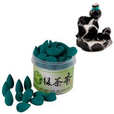 Благовония китайские безосновные "Пуля - стелющийся дым" Зеленый чай, 45 конусов