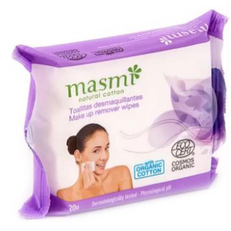 Органические влажные салфетки для снятия макияжа Masmi Natural Cotton 20 штук