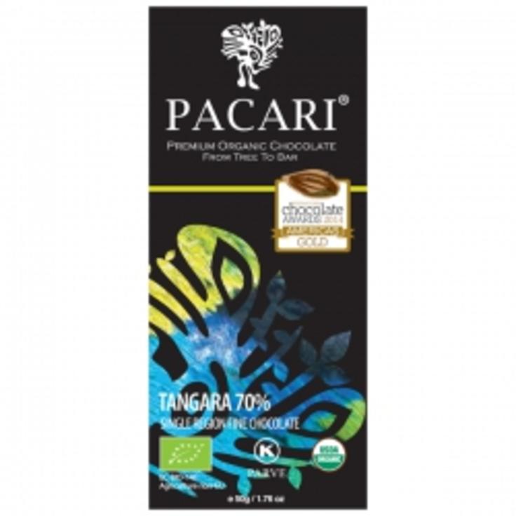 Живой сыроедный темный шоколад Pacari из какао-бобов региона Тангара 70% какао, 50 г