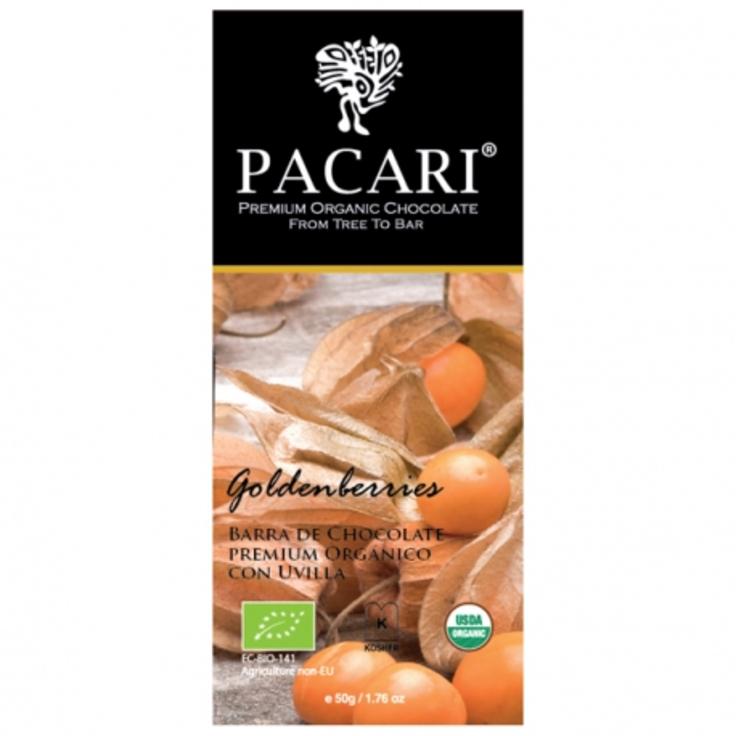 Живой сыроедный темный шоколад Pacari с физалисом 60% какао, 50 г