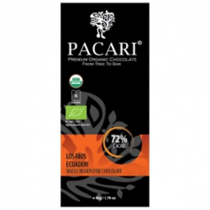 Живой сыроедный темный шоколад Pacari из какао-бобов региона Лос Риос 72% какао, 50 г