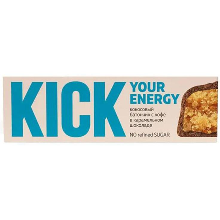 Батончик кокосовый с кофе в карамельном шоколаде - KICK your energy 45 г