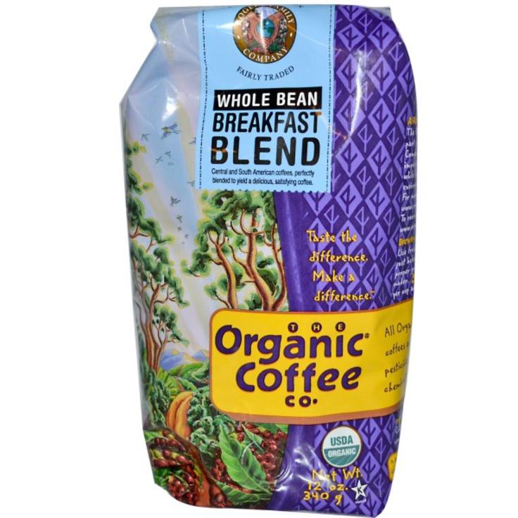 Органический кофе ORGANIC COFFE Co., смесь для завтрака, в зернах, 340 г