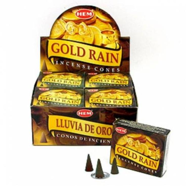Благовония HEM безосновные Gold Rain - Золотой дождь, 10 конусов