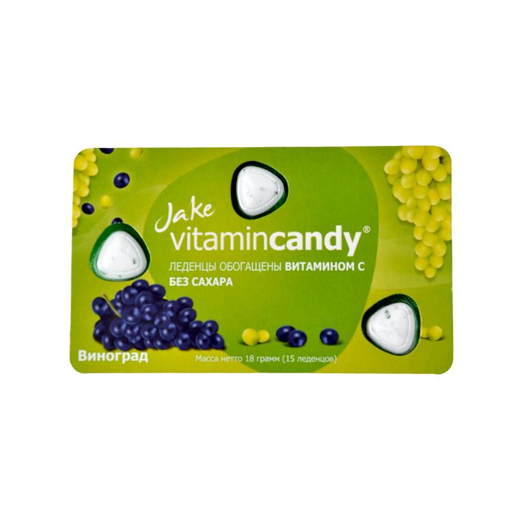 Леденцы JAKE без сахара с витамином C 15 штук 18 г - Виноград