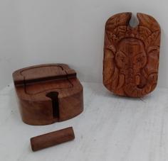 Шкатулка с секретом из тика ГАНЕША Gk15-02 6см х 13см
